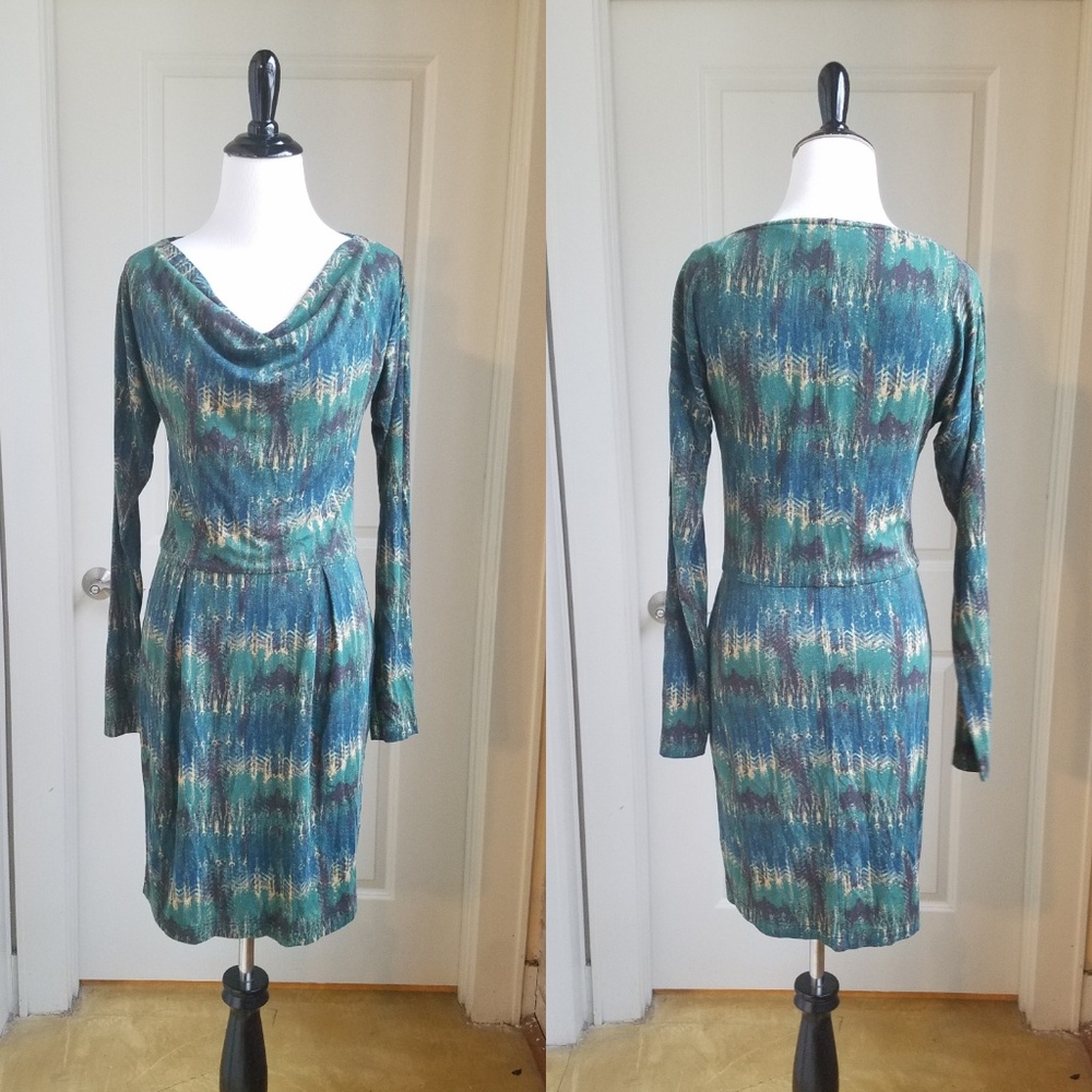 Peruvian Connection Printed Long Sleeve Dress, XS